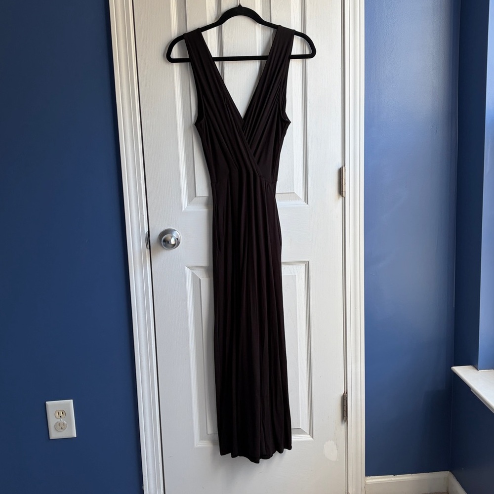 KLD Jumpsuit Jersey Knit Super Wide Legged Surplice V-neck Size Large USA Made - Picture 7 of 10